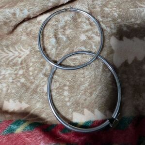 Elegant Sterling Silver Hoop Earrings, Little Discoloration Pic #2